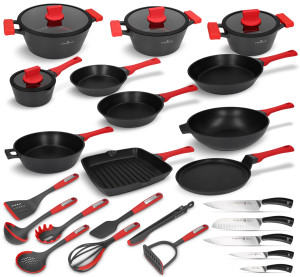 Zestaw garnków, patelni, noży i akcesoriów 28 el. Obsidian Zwieger