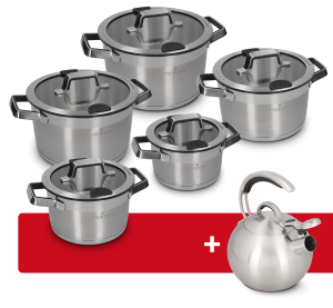 ZWIEGER Zestaw garnków 10 el. Klassiker PRO Black + Czajnik Klassiker PRO Black Zwieger